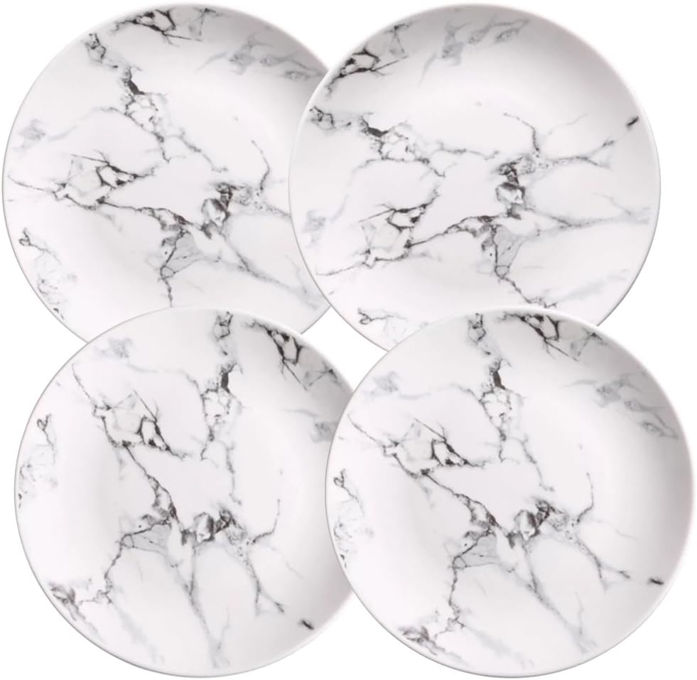 Marble Design Porcelain Dinner Accent Plates Set of 4 (10 inches)