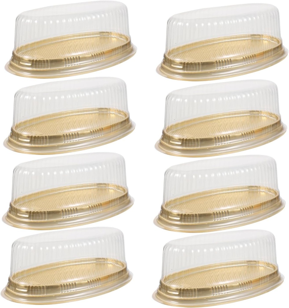 iplusmile 10pcs Transparent Oval Cake Containers Portable Disposable Cake Boxes for Cheesecake Cookies Party Favors Gifts Safe Odorless Yellow Packaging