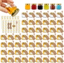 EkkoVla 60 Pack 1.5 oz Hexagon Glass Mini Honey Jars with Wooden Dipper, Small Honey Jars, Golden Lids, 60 Bee Pendants, Jute - 32m, 70 Bee Stickers, 60 Tags For Wedding Party Favors
