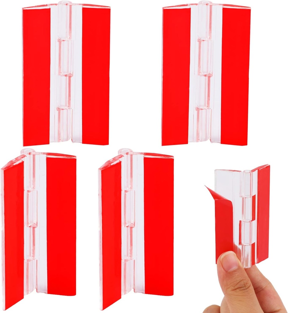 4 Pcs Self-Adhesive Clear Plastic Hinges - Acrylic Continuous Piano Folding Hinges for Crafts, Aquarium Lid, Cabinet, Furniture, Display Stand - 65x40 mm