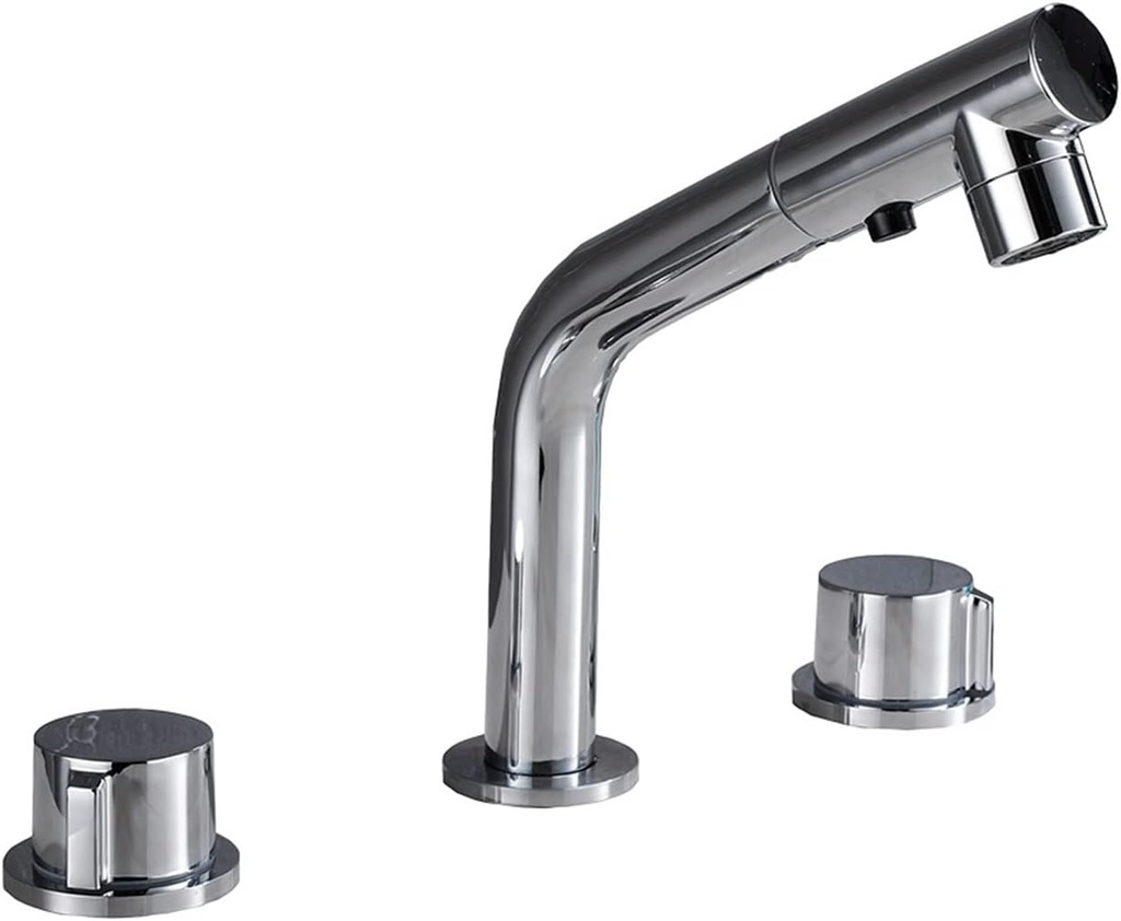 Bathroom Tub Faucet Double Handle Pull Out Spout Mixer Tap Bath Faucet Brass Black/White/Chrome Bathtub Faucet Mixers (Color : Chrome Short)