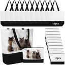 20 PCS Canvas Bag, Makeup Bag Set, Sublimation Blank Canvas Tote Bags and Makeup Pouch, Reusable Grocery Bag with Handles for DIY Painting Heat Transfer Embroidery