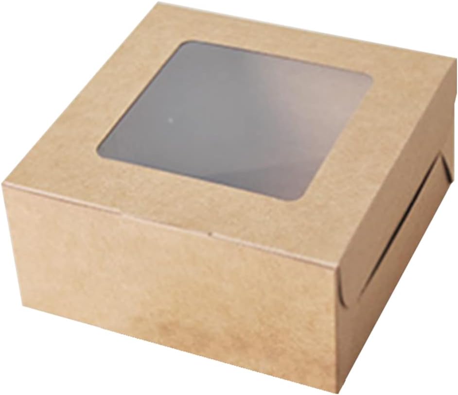 10Pcs 2/4/6 Insided Portable Cardboard Cupcake Box And Packaging Box With Window Container Box, 4 pieces