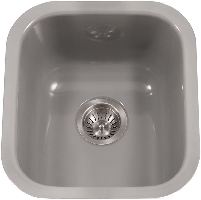 Houzer Porcela Slate Porcelain Enamel Steel Kitchen Sink: 17 Inch Undermount Single Bowl Sink, Durable & Versatile, Essential for Home and Apartment: PCB-1750 SL