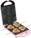 Bestron waffle maker, waffle iron for heart-shaped waffles on a stick, with 20 sticks, non-stick coating, 780W, pink