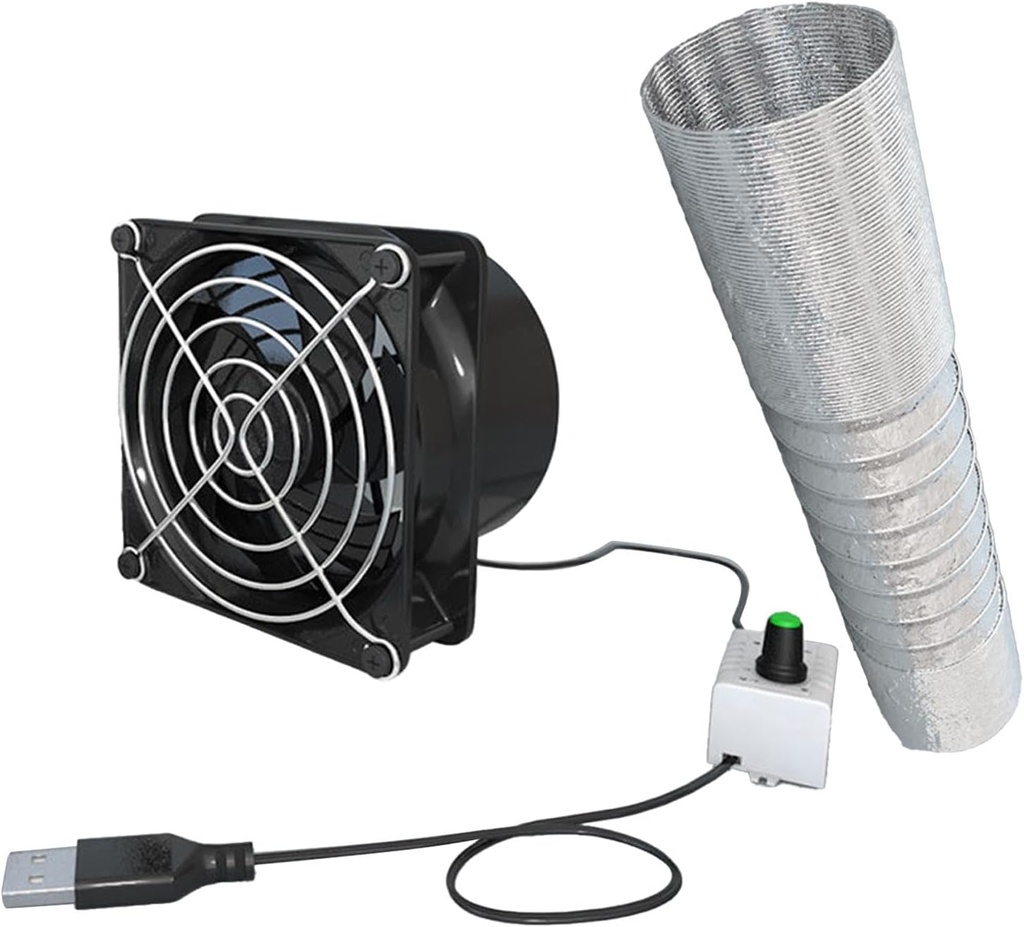 Exhaust Fan Portable Ventilator Camping Tree Houses Sheds Pipe Fan Ventilation Fan for Window Garage Toilets Kitchen Offices, Single Fan 1M Tube