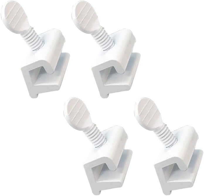 QCAA Single Small Sliding Window Security Lock, Aluminum, White Coated, 4 Pack, Made in Taiwan