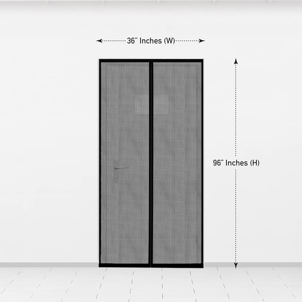 Covers & All Magnetic Screen Door, Made of 6 Oz Black Mesh Resistant to Abrasion (36" W x 96" H)
