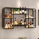 Modern Wine Rack Wall Mounted with LED Light Iron Wine Shelf with Wine Glass Holder Iron Bar Liquor Shelf Metal Wine Rack Wall Mounted Bar Floating Wall Shelves for Kitchen Wine Cellar,Gold/