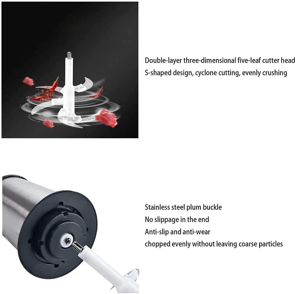 Food Chopper Electric, Food Processor with 5L Stainless Steel Bowl, Stainless Steel Blades for Meat, Vegetable, Onion and Garlic, 3-Speed Blender Grinder, 350W