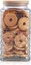 90 oz | 0.7 Gallon Large Cookie Jar, Glass Jar with Airtight Lid, Decorative Kitchen Canister with Bamboo Lids, Candy Jar | Glass Storage Air tight Glass 2600ml Square