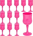 Plastic Vintage Wine Glasses 7OZ Plastic Goblets Vintage Drinking Glasses 12PCS Retro Wedding Glassware Water Goblets Reusable Drinking Cups for Party,Reception,Celebration,Bar,Whiskey(Rose Pink)
