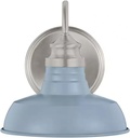 Ceybo 1-Light Wall Sconce for Bathroom, Bedroom, or Hallway – Brushed Nickel Farmhouse Fixture with Slate Blue Metal Shade, Reversible Design, and Damp Rated for Indoor Use.