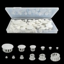 155 pcs White Plastic Plugs, 5mm (0.19"), 6mm (1/4"), 8mm (5/16"), 10mm (3/8"), 13mm (1/2"), 25mm/(1"), 6 Sizes Plastic Hole Plugs Set