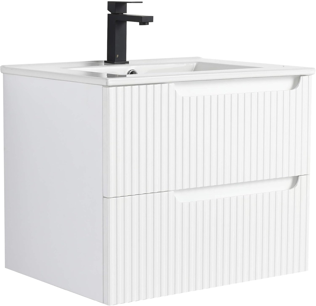 Fine Fixtures Citiscape 24 Inch Bathroom Vanity with Sink, White, Full Assembly Required, Elegant Modern Bathroom Vanities for Contemporary Homes