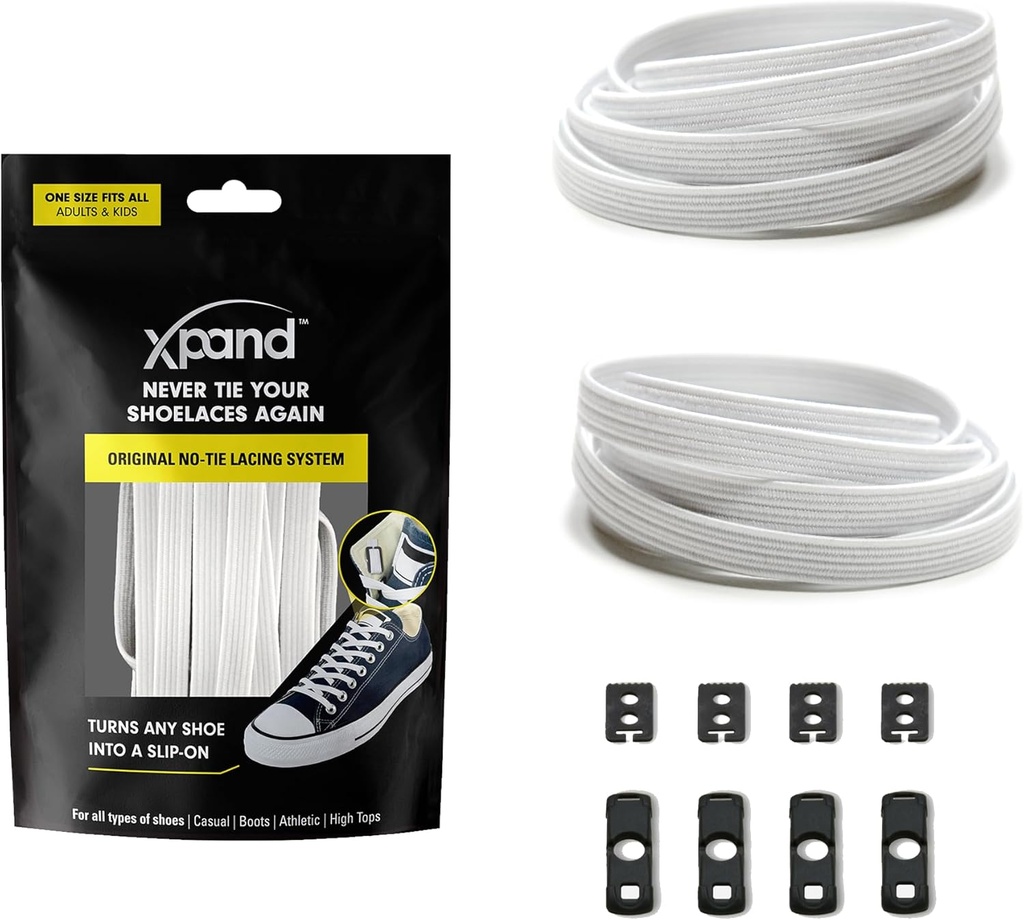 Xpand No Tie Shoelaces for Adults & Kids - Stretch Elastic Shoe Laces for Sneakers | Stretchy Tieless Shoe Strings