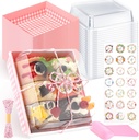 50 Pcs Small Charcuterie Boxes with Clear Lids Dessert Boxes Treat Cupcake Cake Slice Container Take Away Paper Disposable Food Containers for Sandwich Cookies (Pink,Classic)