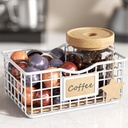 Coffee Pod Holder for Counter and Bar - Large Capacity White Wire Storage Organizer With Cork Liner - Bar Accessories