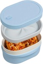 SWANZ Ceramic Bento Box - Leak Proof, Microwave and Oven Safe, Non-Reactive, Self Draining, BPA-Free, Blue, 22 Oz