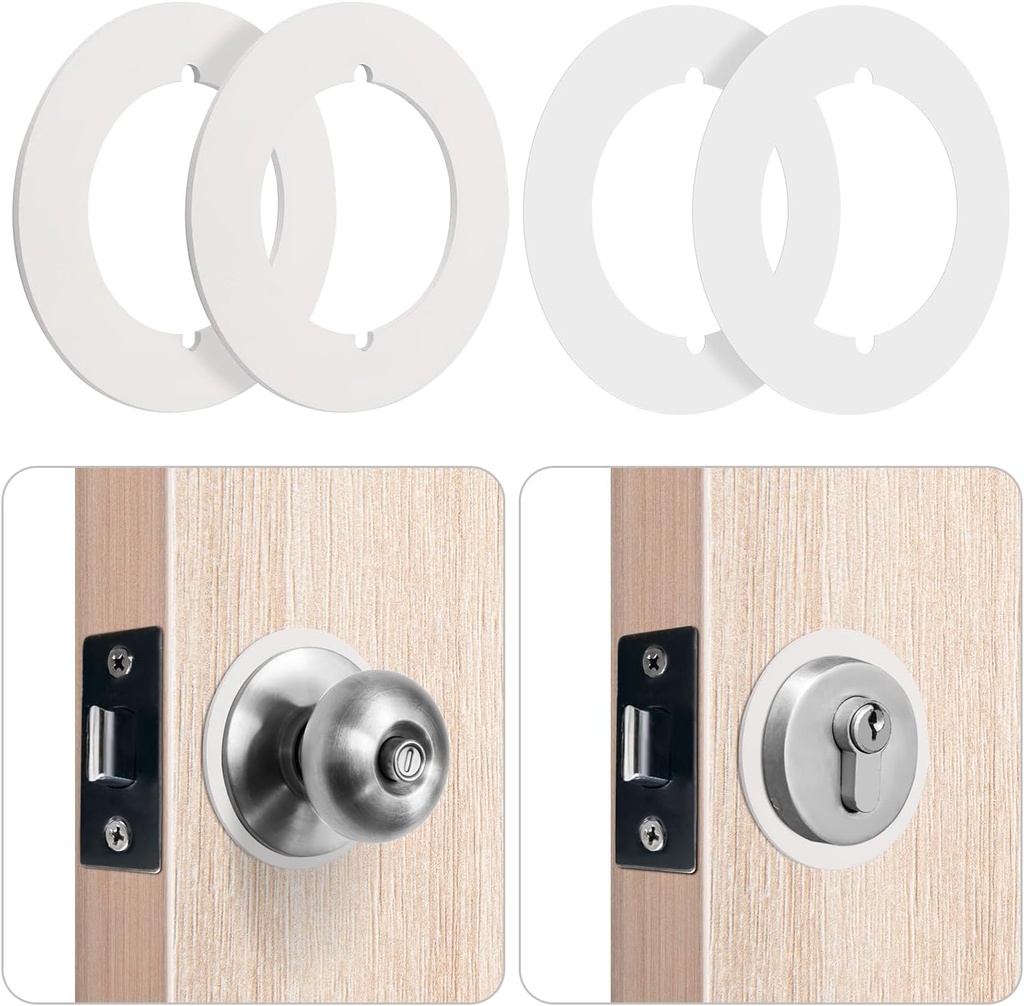 2pcs Door Knob Backing Plates Round Version, Door Reinforcement Handle Hole Cover Scar Plate Accessories Parts for Interior Filler Fixing Repair Backplates