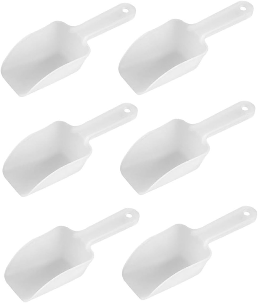Garneck 6Pcs Flat Bottom Ice Scoops Utility Kitchen Utensils for Dry Ingredients Rice Scoop with Hanging for Efficient Storage and Prevention