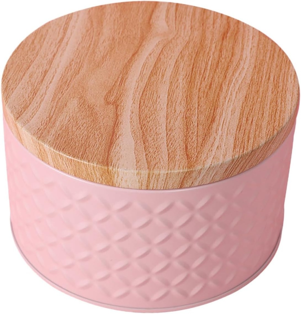 Round Iron Dessert Storage Box for Boy Girl Pink Candy Box with Lid Eco-friendly Snack Container for Cookies and Treats for Baking and Gifting