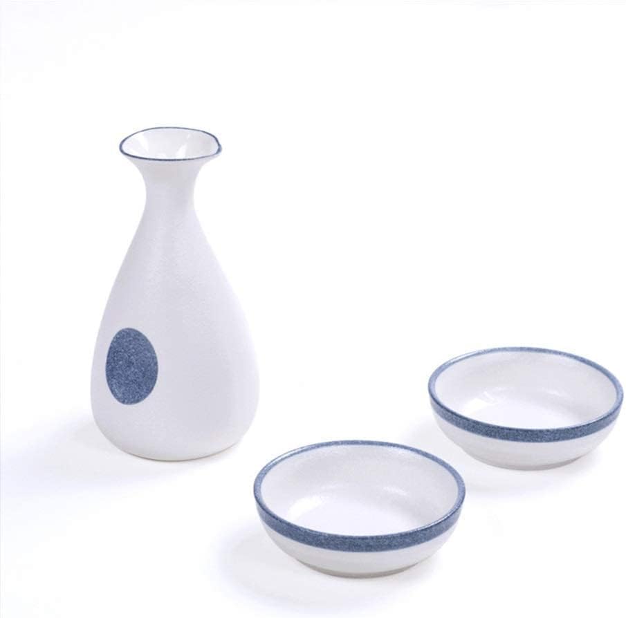 Sake Set Pottery Japanese Style Sake Set Creative Snowflake Glaze Porcelain, Hand Painted Simple Crafts, 3 Pieces