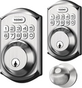 TEEHO Keyless Entry Door Lock with Knob Handle - Electronic Keypad Deadbolt with Door Knob - Deadbolt Smart Lock for Front Door Lock Set - Auto Lock - Easy Installation - Satin Nickel