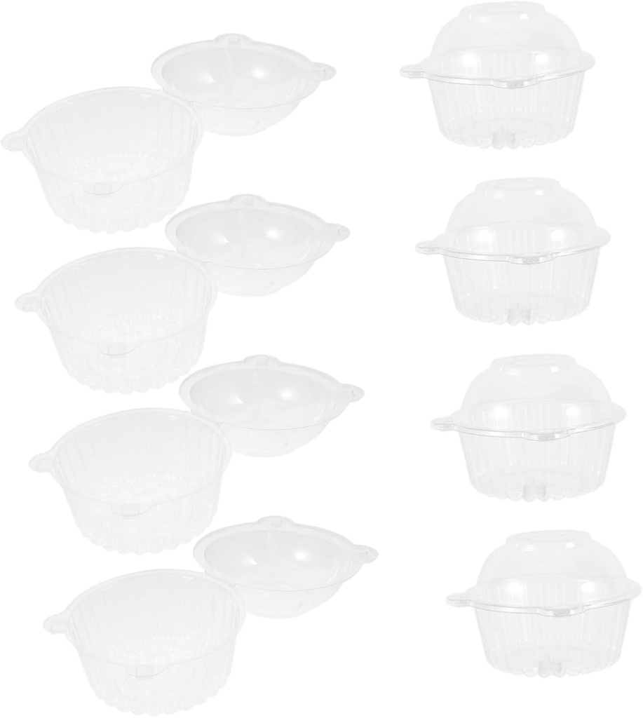 OUNONA 100pcs Clear Plastic Cupcake Containers Dome Lid Single Serving Cake Holders for Muffins Salads and Snacks Elegant Design for Parties and Events for Christmas and Year Celebrations
