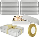 8 Pack Empty Metal Tins Box with Lid - Cookie Tins Silver Metal Rectangular Tin Box Lids for Treats, Gifts, Favors, Candle and Crafts (6.2 x 4.3 x 1.4 Inches)