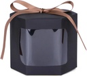 Cake Box 10pcs Cake Box Packaging Paper Bags Hexagon Candy Boxes With Clear PVC Window Presents Sweets Packge(Black,7x7x7cm)