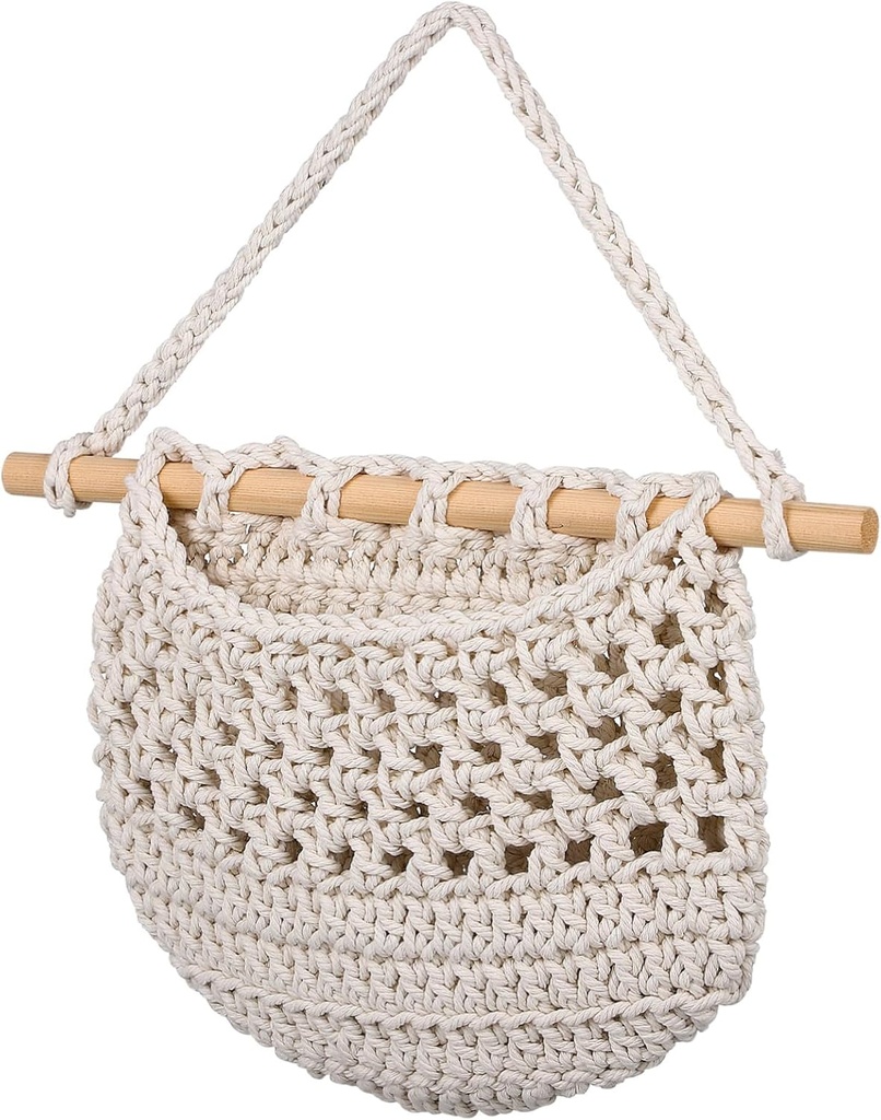 OUNONA 2pcs Hanging Fruit Storage Basket Macrame Wall Organizer for Kitchen Living Room Minimalist Design Cotton Rope Fruit Net Bags Pack Versatile Decorative