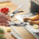 Hot Plate Gripper, Multipurpose Bowl Holder, Kitchen Tongs, Air Fryer Pans Gripper, with Stainless Steel Handle, for Microwave Toaster Oven Steamer