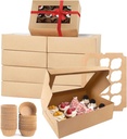 12 Count x 12 Sets Cupcake Boxes with 144 Baking Cups,Brown Cupcake Containers 13 x 10 x 3.5 Inches Kraft Bakery Carrier Boxes Holders with Windows and Inserts to Hold Cupcakes,Muffins and Pastries
