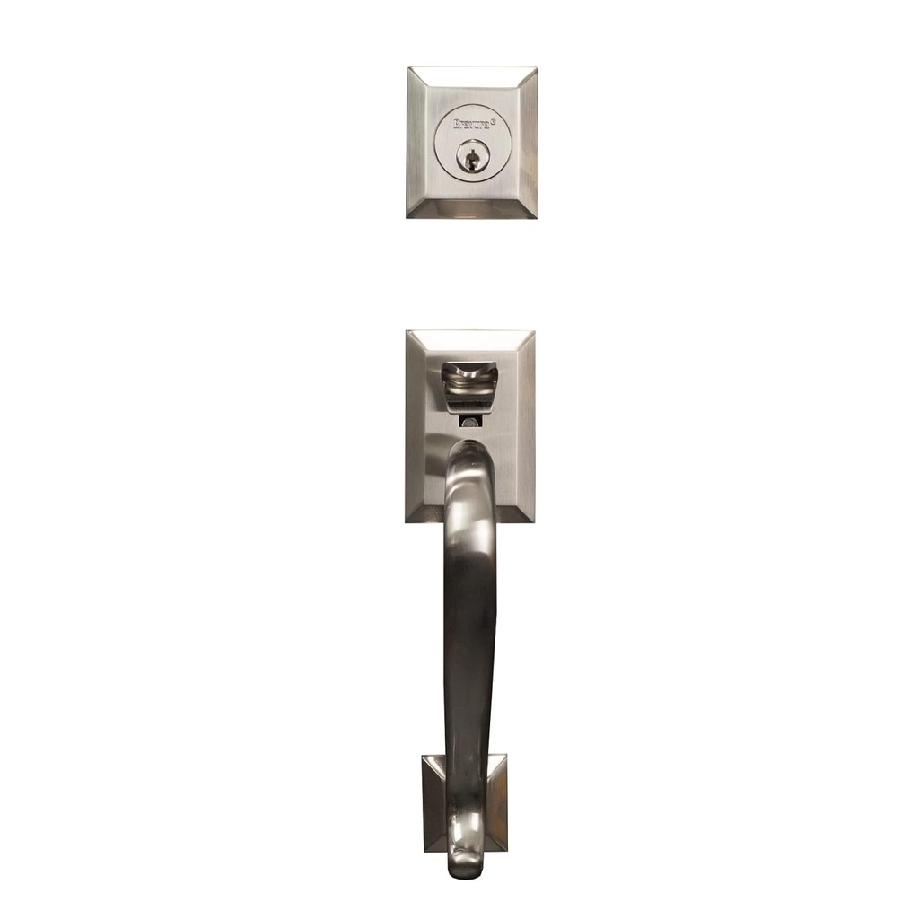 Bravura 913 Savannah Handleset Right Handed Modern Lever Modern with Charlotte Lever for Front Door Entrance Door, Satin Nickel