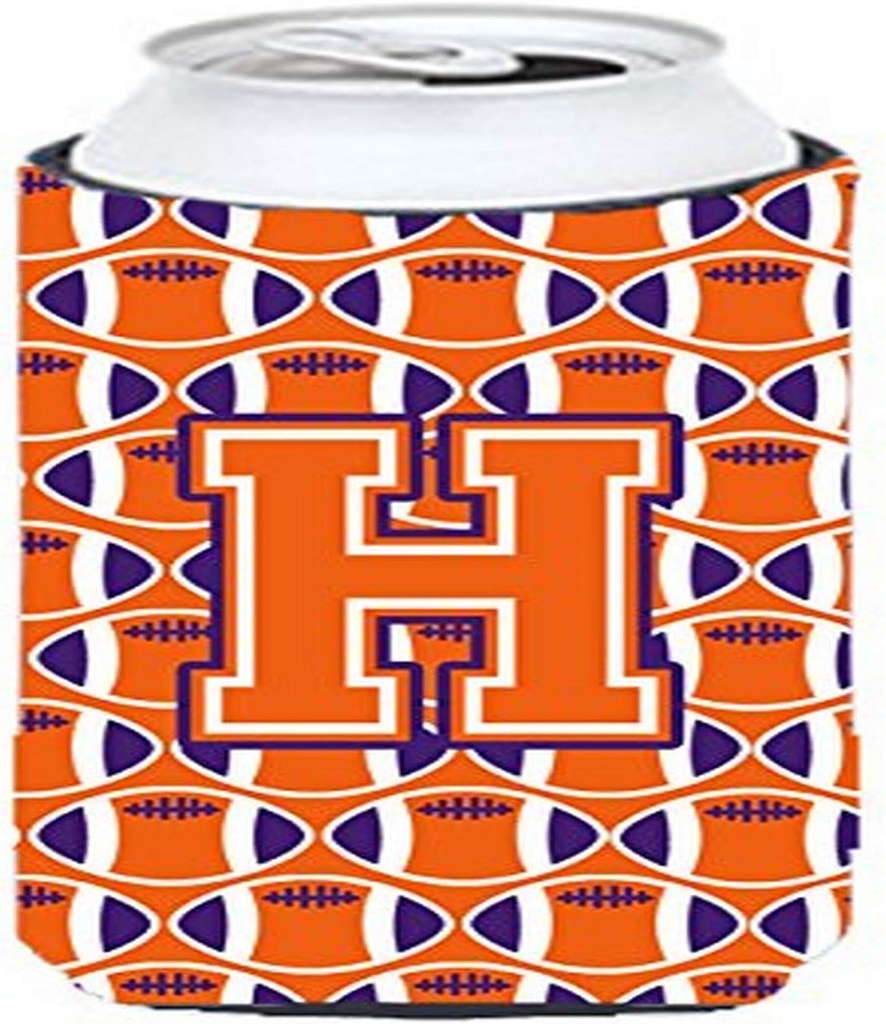 Caroline's Treasures CJ1072-HTBC Letter H Football Orange, White and Regalia Tall Boy Hugger Can Cooler Sleeve Hugger Machine Washable Drink Sleeve Hugger Collapsible Insulator Beverage Insulated Hold