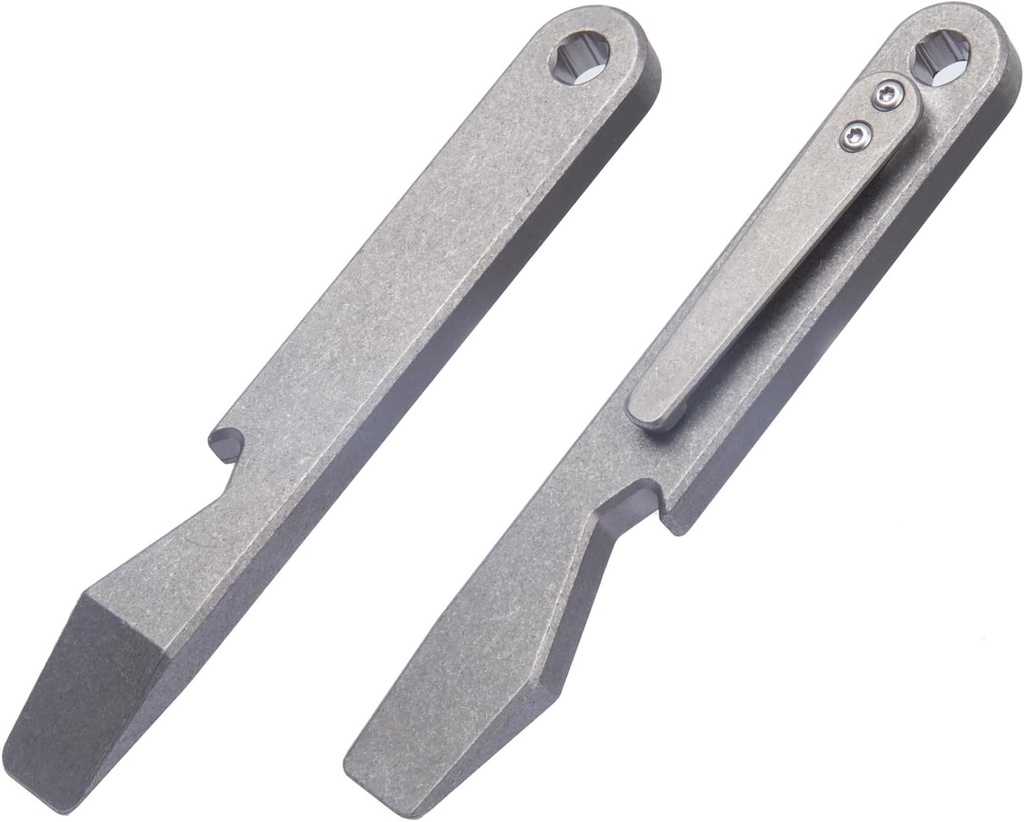 A4 Compact 4 inches Stonewashed TC4 Titanium Pry Bar Multi-Tool EDC Prybar with Bottle opener, Hex Wrench, Pocket Money Clip Crowbar