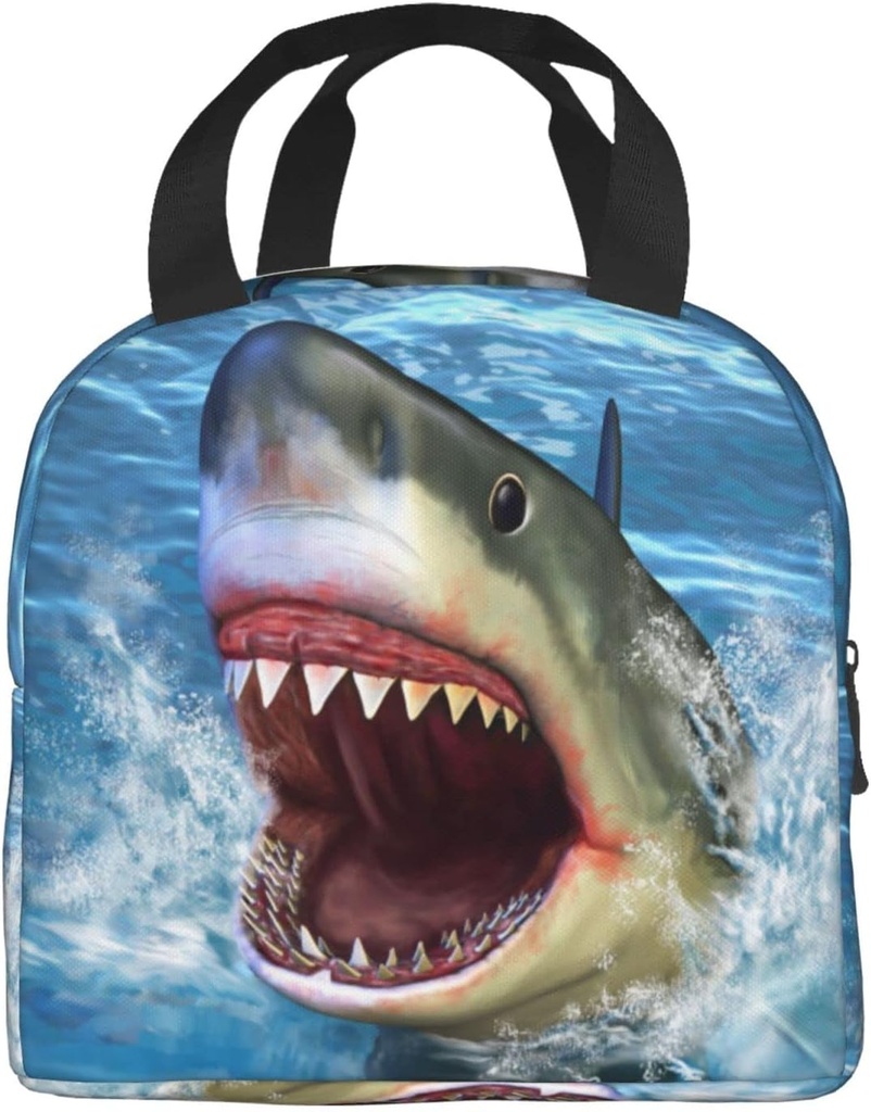 VOOHDDY Cool Shark Mouth Insulated Lunch Bag For Men Women Reusable Lunch Box Container Waterproof Portable Cooler Thermal Tote Bag For Work Office Picnic Beach Travel