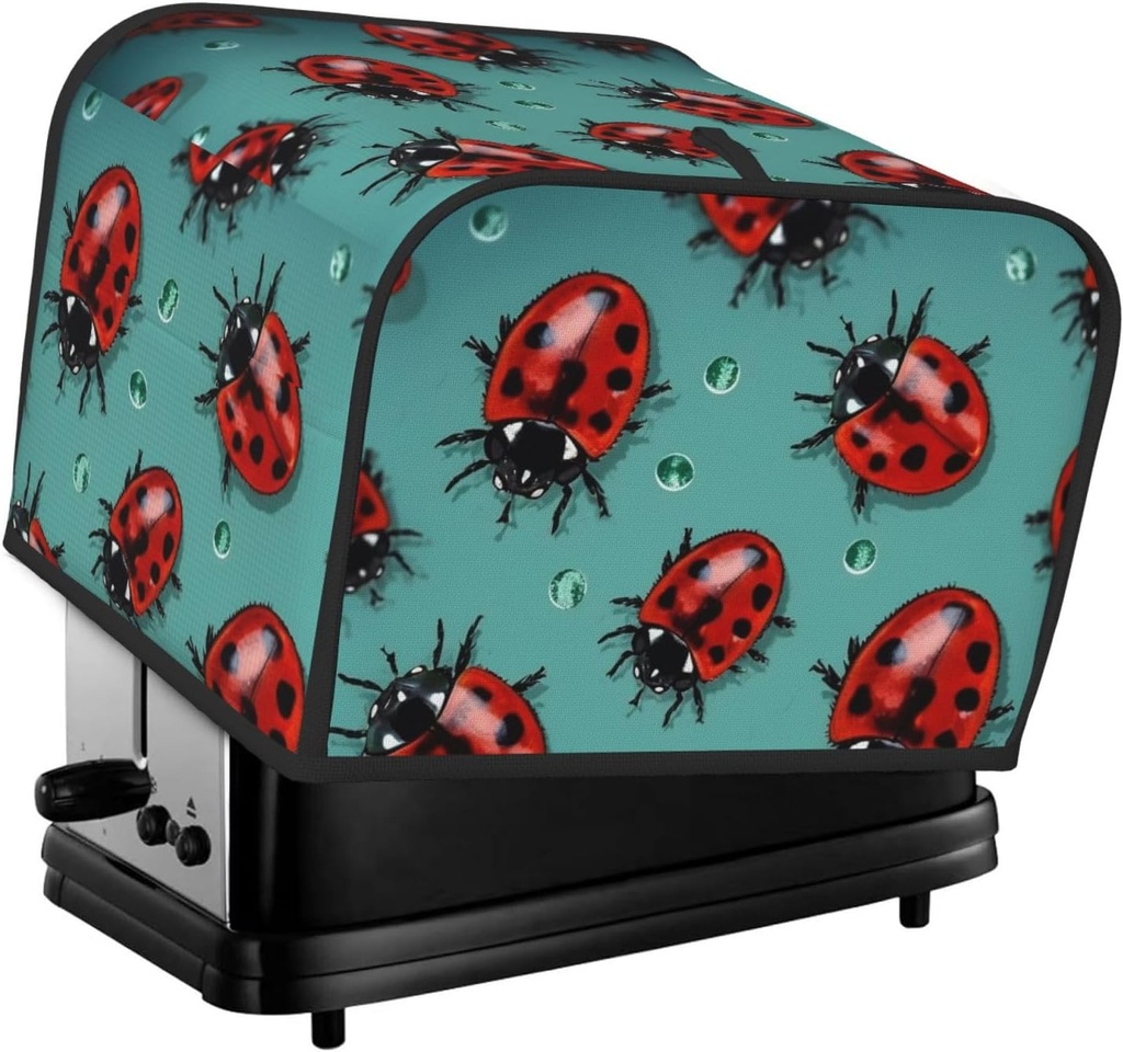 4 Slice Toaster Cover with Pocket Universal Size Toasters Dusts Covers Red Ladybugs On A Blue Background Bread Machine Cover & Protection Bread Machine Protector Small Kitchen Appliance Covers