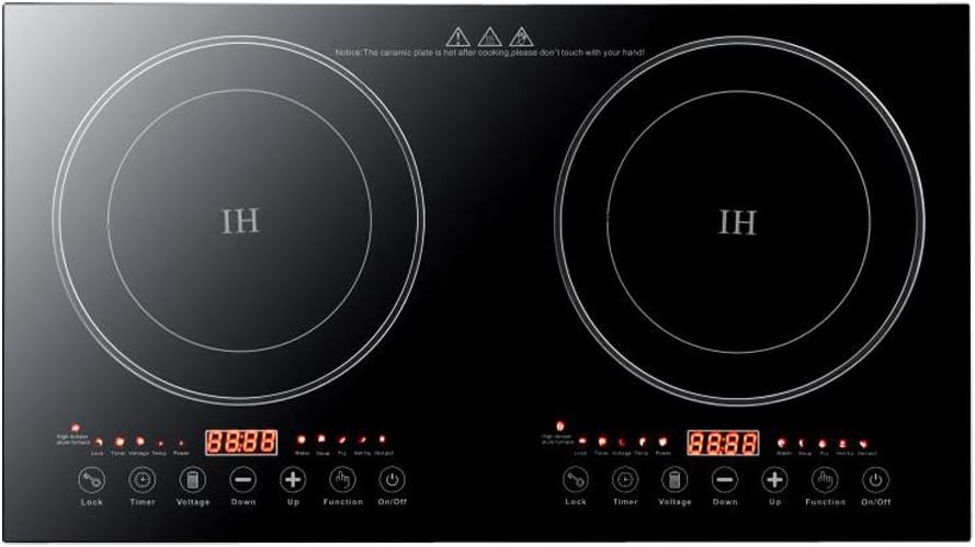 110V 2400W Portable Induction Cooktop Electric Dual Induction Cooker Cooktop Digital Ceramic Black Crystal Panel Countertop Double Burner (1200W Induction cooker+1200W Induction cooker)