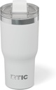 RTIC 20oz Essential Tumbler with Lid, Ceramic Lined, Insulated, Stainless Steel, Metal, Double Wall Vacuum-Insulation, Travel Cup for Iced Coffee, Tea, Hot and Cold Drink, White
