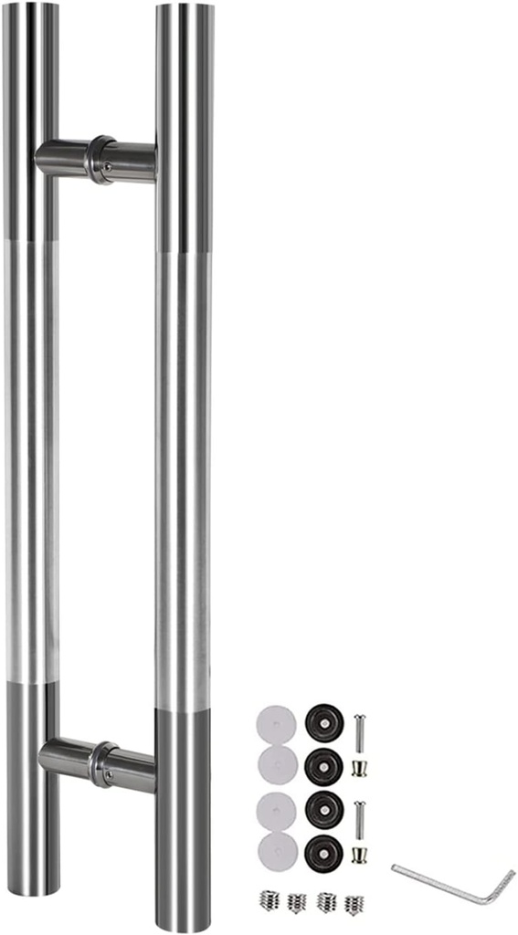 Door Pull Handle Modern Door Handle Push Pull Set, Stainless Steel Interior Exterior Gate Handles with Screws & Tool, for Wood/Glass/Sliding/Pocket Doors (Size : 60cm/24inch)