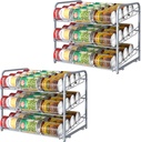 Shinoske Can Organizer for Pantry 2 Pack,3-Tier Stackable Can Organizer 2 in 1 Can Rack,72 Dispenser Holder Canned Food Organizer for Pantry Kitchen Countertop Storage,Silver