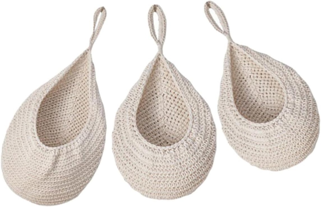 Zerodeko 1set Hand-woven Teardrop Fruit Storage Basket for Kitchen Wall Decor Multi-functional Vegetable and Fruit Organizer for Home Storage and Decoration