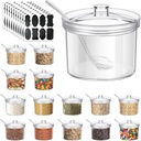 14 Pieces Acrylic Sugar Containers with Lids and Spoons for Countertop, Clear Sugar Holder Dispenser Salt Bowl with 10 Labels for Serving Condiment Candy Coffee Tea Spices Herbs (7.1 oz)