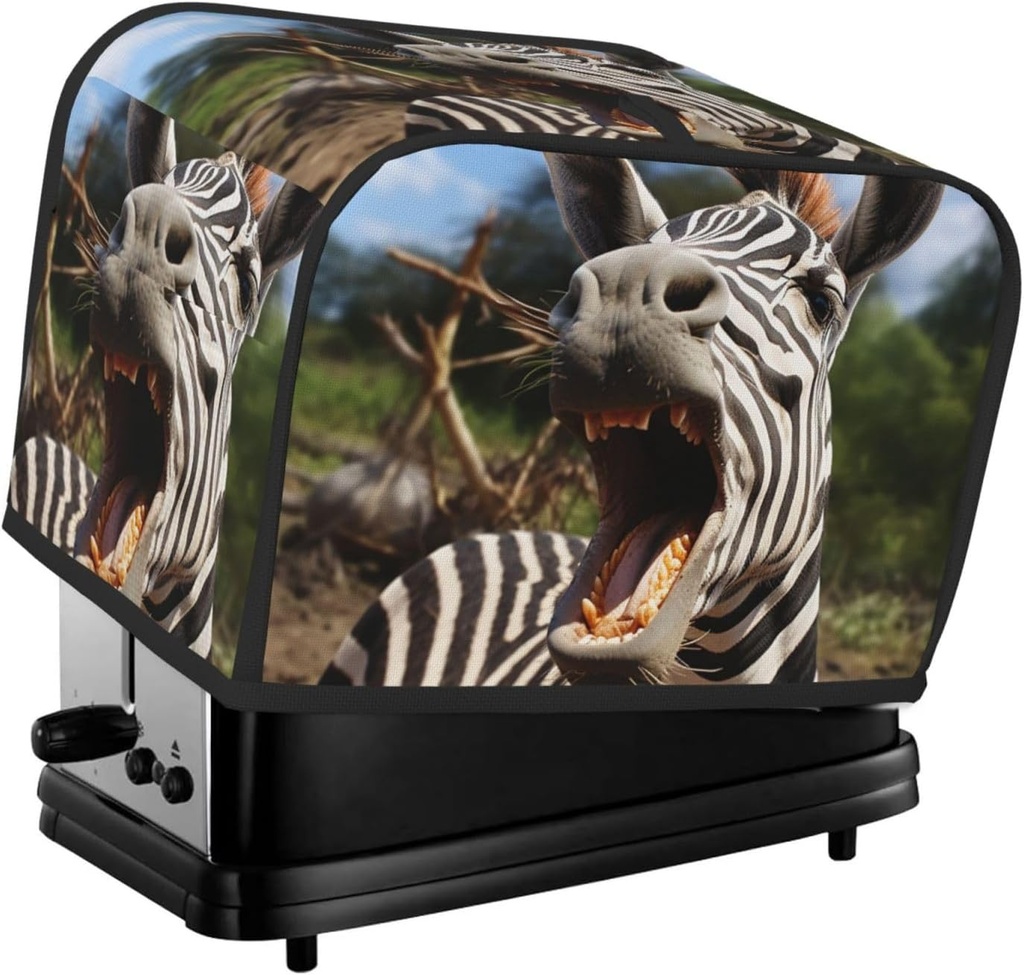 2 Slice Toaster Covers Bread Machine Cover Quilted Dustproof Fingerprint Protectors Small Washable Appliance Cover Funny Zebra Bread Maker Dust Protection Universal Size