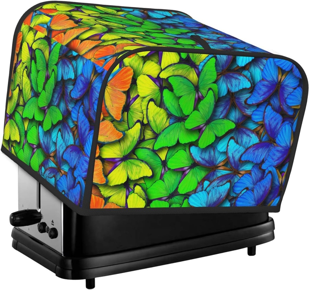 Oven Cover Kitchen Bread Machine Protector,4 Slice Toaster Cover For Home,Fingerprint Coaster Cover,Kitchen Small Appliance,Multicolored Butterflies