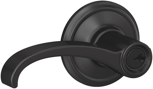 SCHLAGE F51A WIT 622 GEO Whitney Lever with Georgian Trim Keyed Entry Lock, Matte Black
