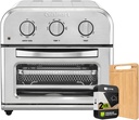 Cuisinart TOA-26 Compact AirFryer/Convection Toaster Oven Stainless Steel Bundle with Deco Chef Premium Bamboo Cutting Board and 2 YR CPS Enhanced Protection Pack