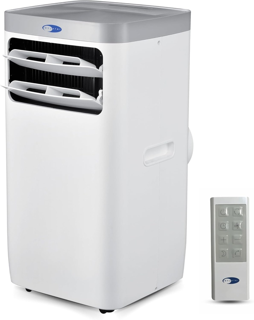 Whynter ARC-115WG 11,000 BTU (6,800 BTU SACC) Compact Portable Air Conditioner, Dehumidifier, and Fan with Remote Control, up to 400 sq ft in White/Grey